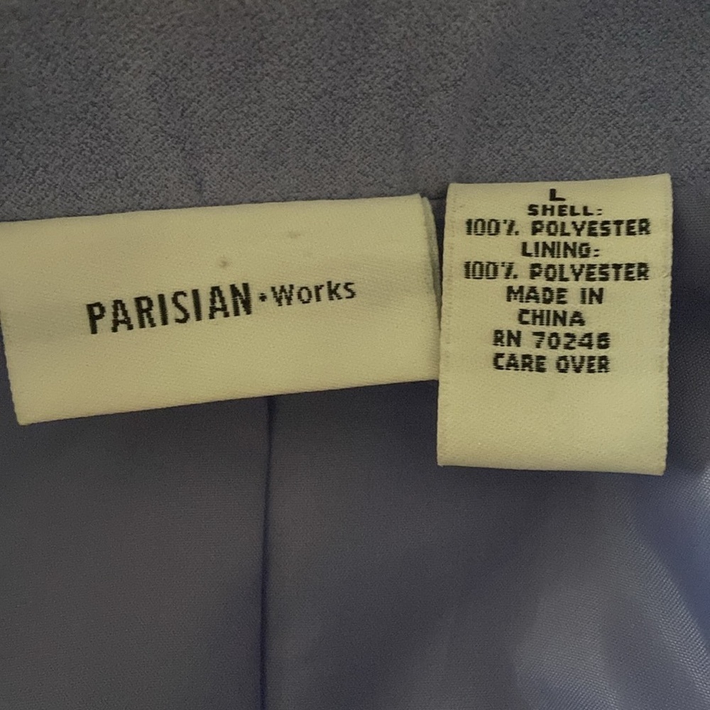 Parisian Works Women’s Lavender Faux Suede Ruffle Jacket Size Large Office - Picture 5 of 6
